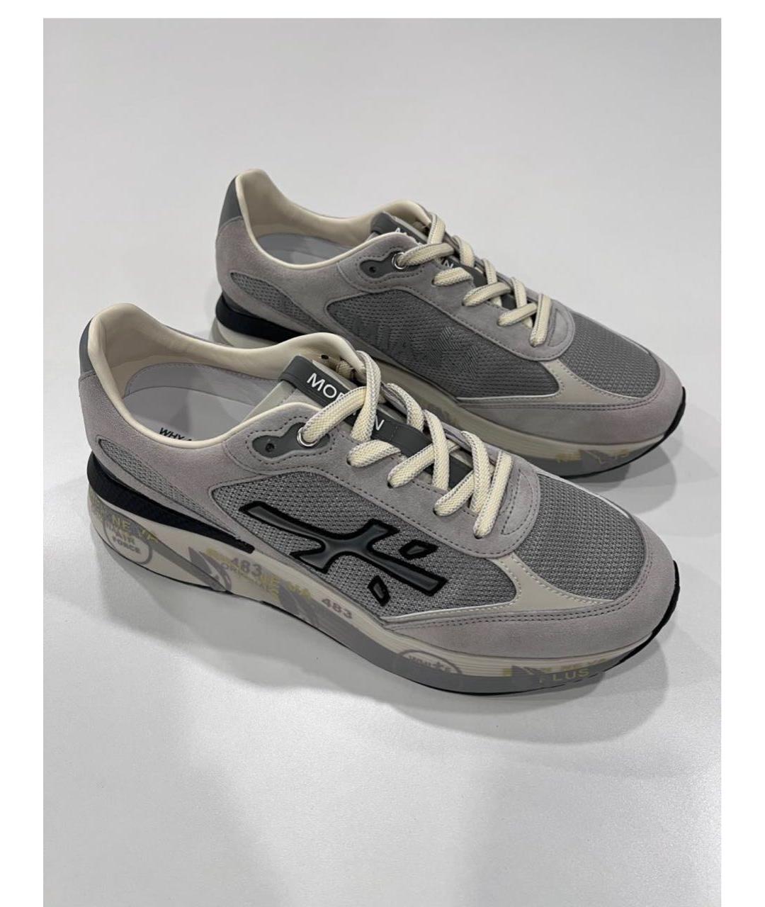 PREMIATA Серые текстильные низкие кроссовки / кеды, фото 2