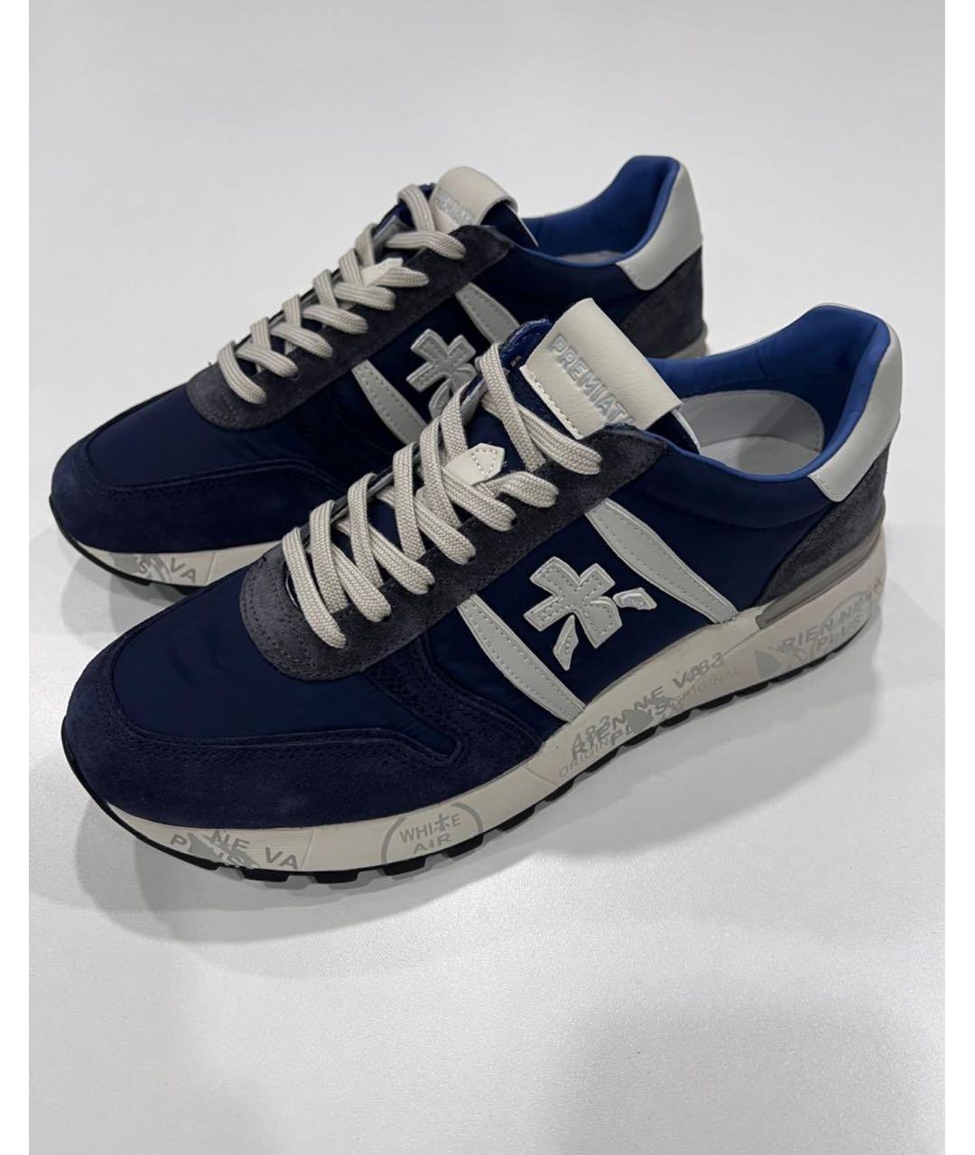 PREMIATA Синие текстильные низкие кроссовки / кеды, фото 2