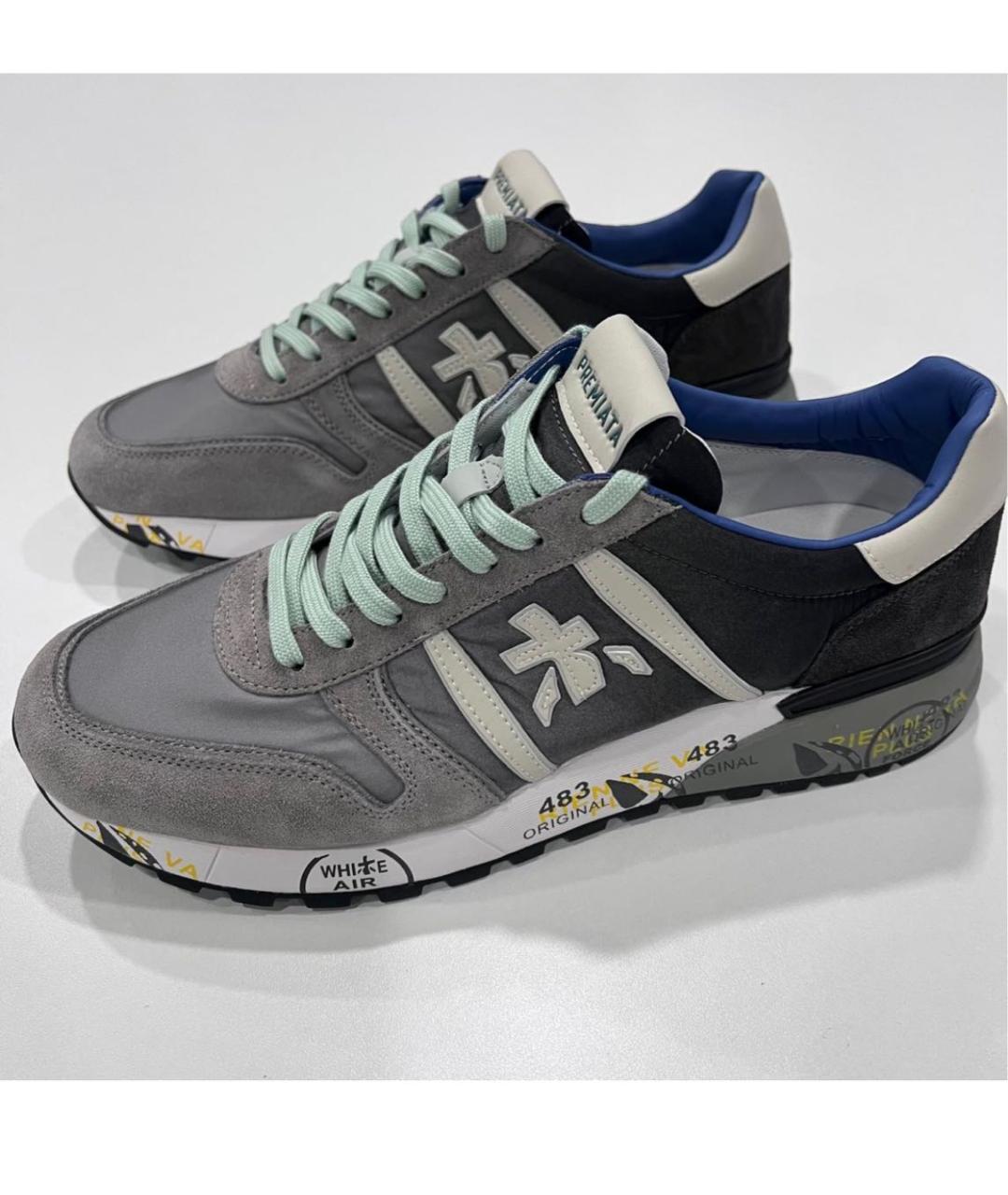 PREMIATA Серые текстильные низкие кроссовки / кеды, фото 2