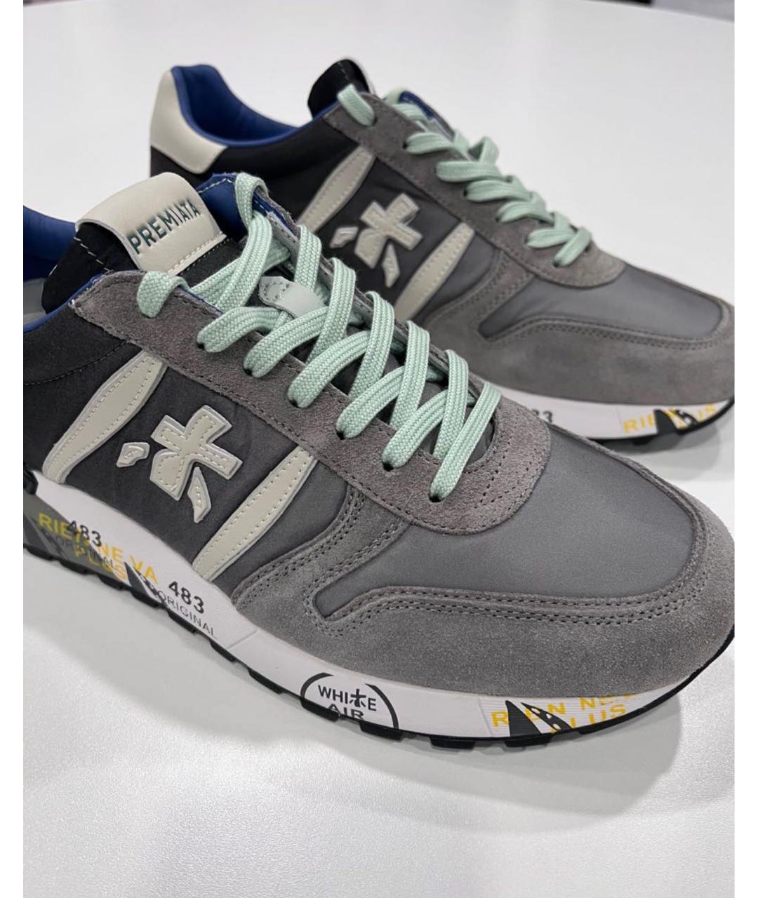 PREMIATA Серые текстильные низкие кроссовки / кеды, фото 4