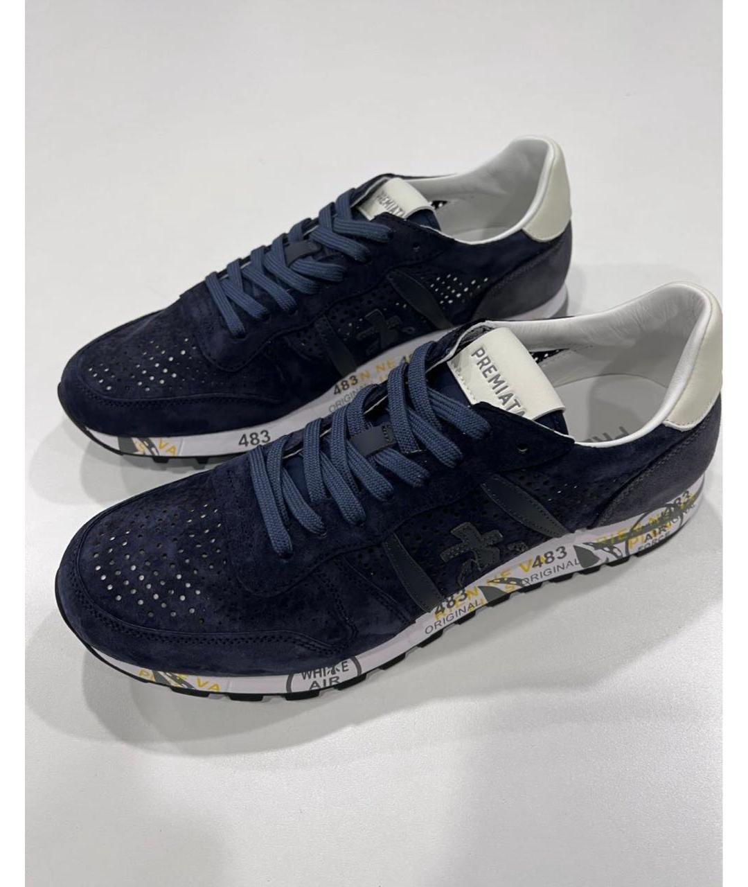 PREMIATA Синие замшевые низкие кроссовки / кеды, фото 2