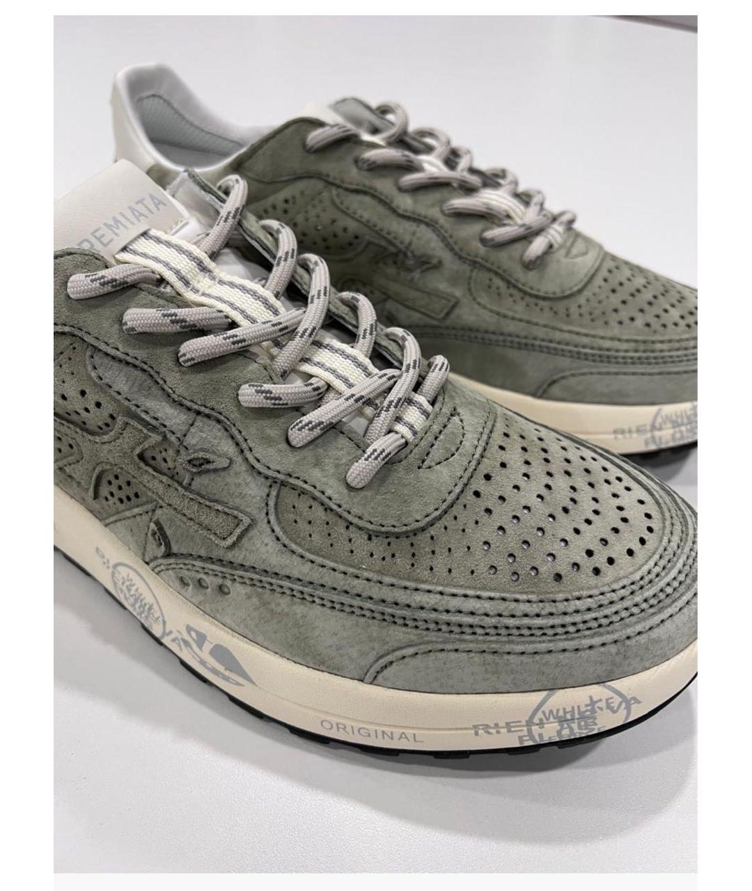 PREMIATA Хаки замшевые низкие кроссовки / кеды, фото 5