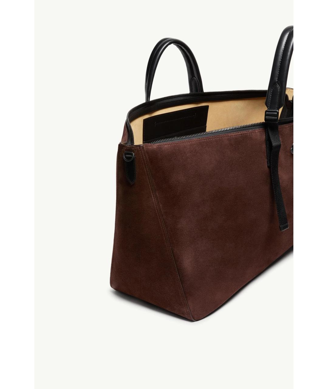 MONCLER Коричневая замшевая сумка тоут, фото 3