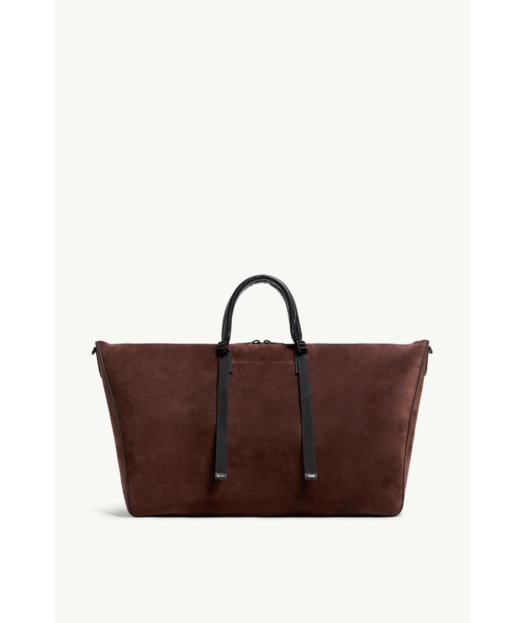 MONCLER Коричневая замшевая сумка тоут, фото 2