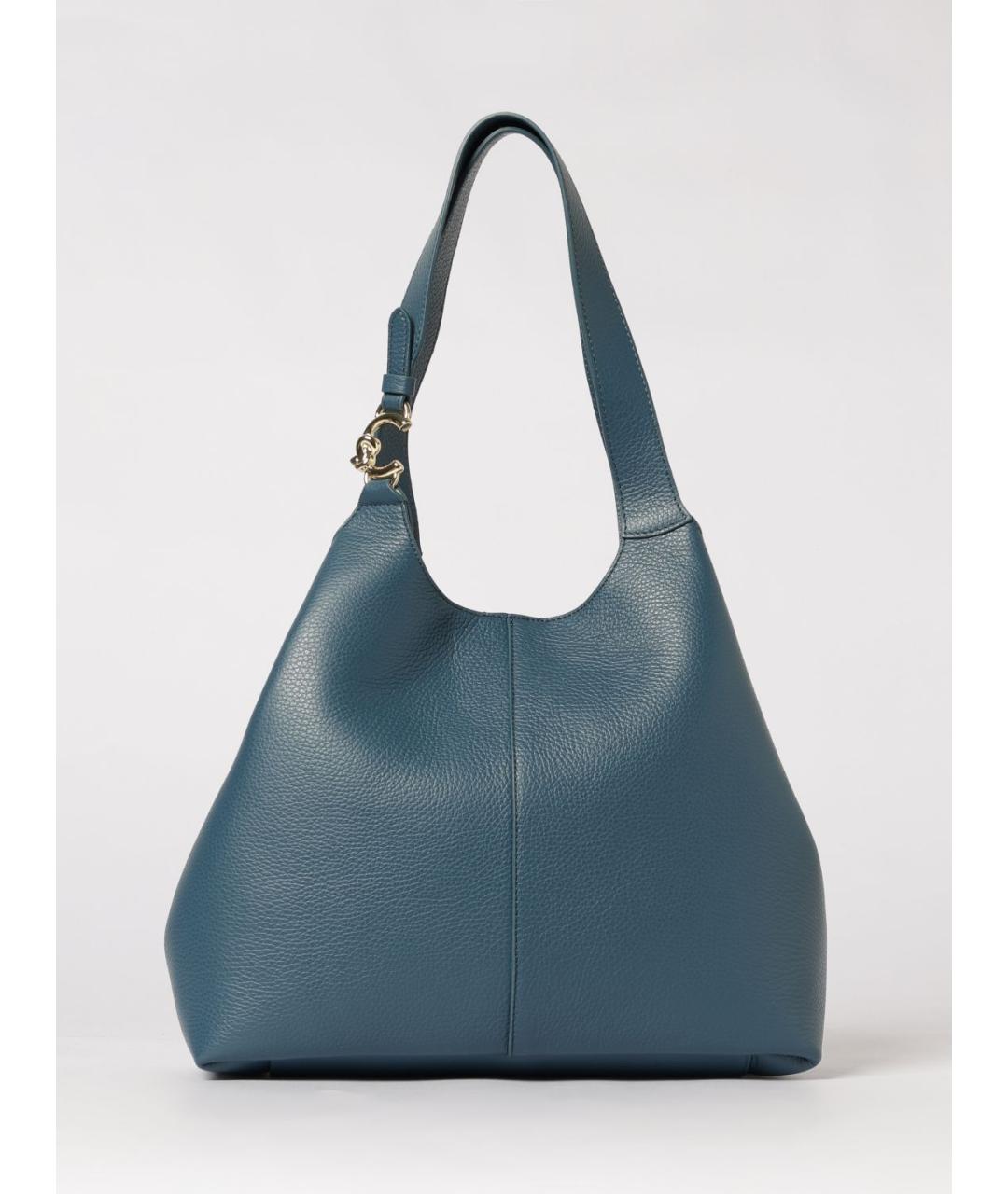 COCCINELLE Синяя кожаная сумка с короткими ручками, фото 4