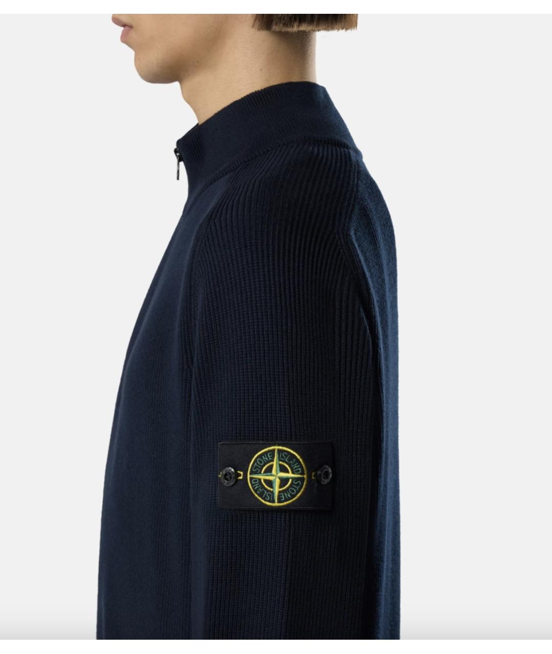 STONE ISLAND Темно-синий хлопковый джемпер / свитер, фото 3