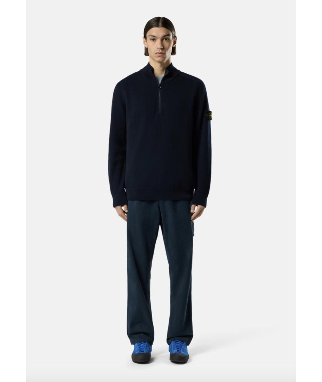 STONE ISLAND Темно-синий хлопковый джемпер / свитер, фото 4