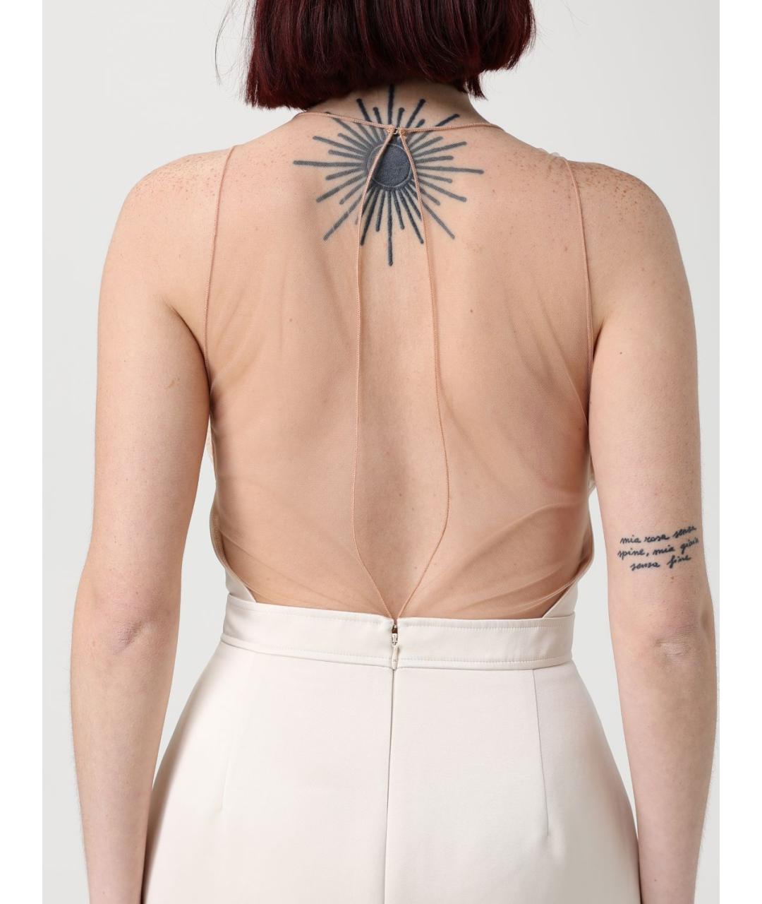 ELISABETTA FRANCHI Бежевый полиэстеровый костюм с юбками, фото 3