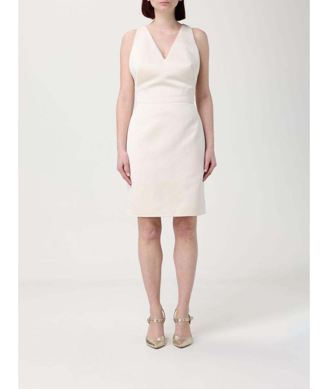 ELISABETTA FRANCHI Бежевый полиэстеровый костюм с юбками, фото 4