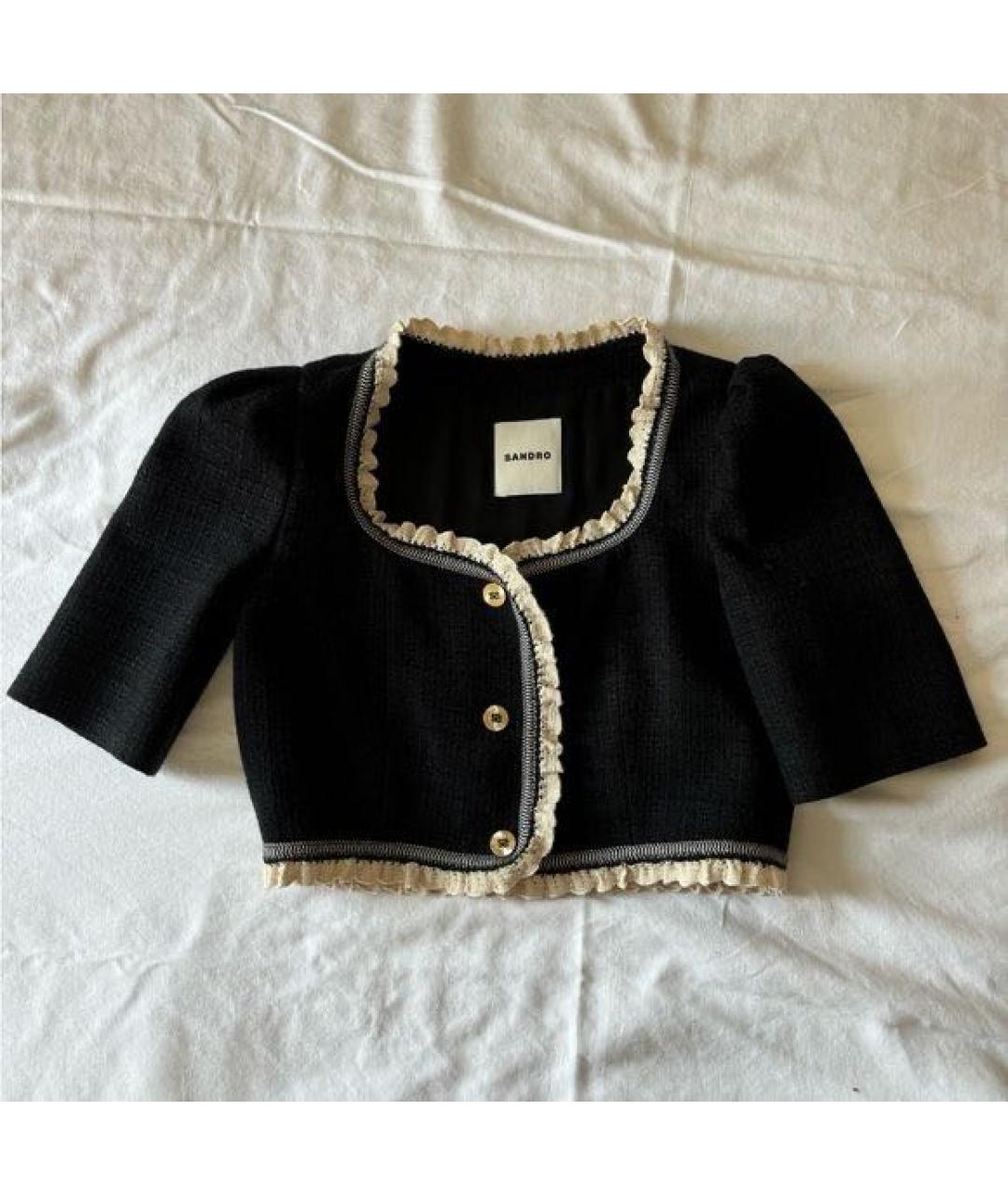 SANDRO Черная твидовая блузы, фото 2