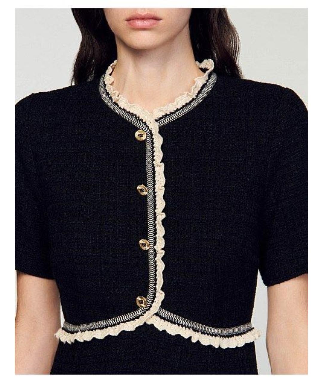 SANDRO Черная твидовая блузы, фото 5