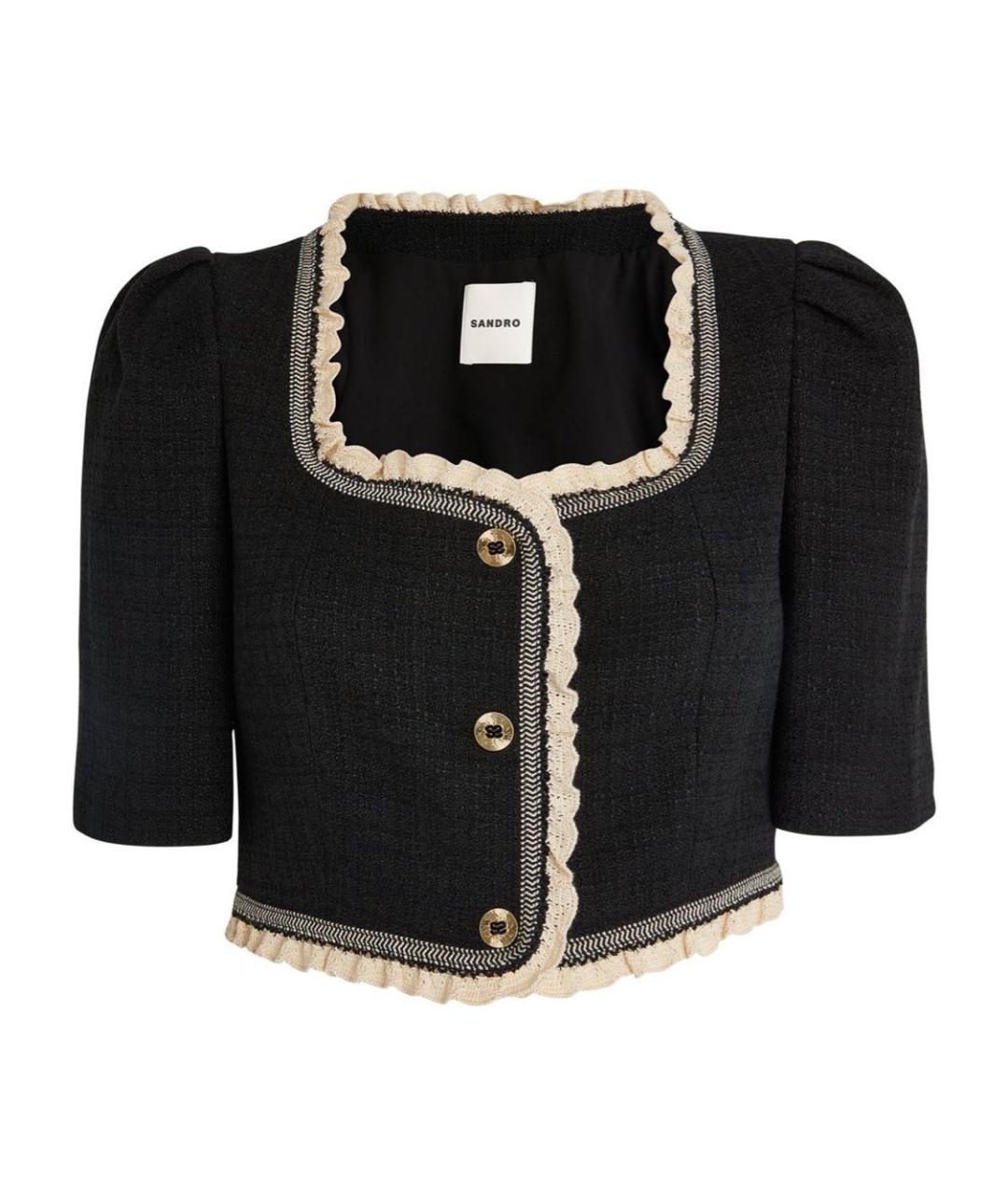 SANDRO Черная твидовая блузы, фото 3