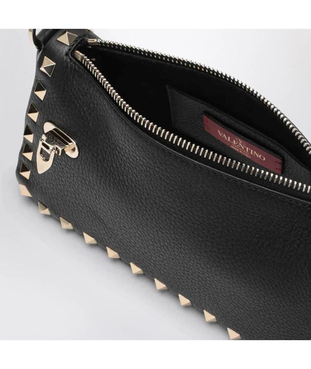 VALENTINO Черная кожаная сумка через плечо, фото 4