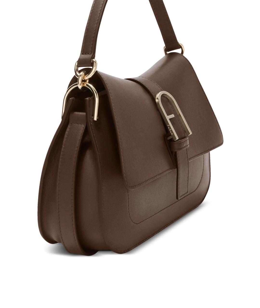 FURLA Коричневая кожаная сумка через плечо, фото 2