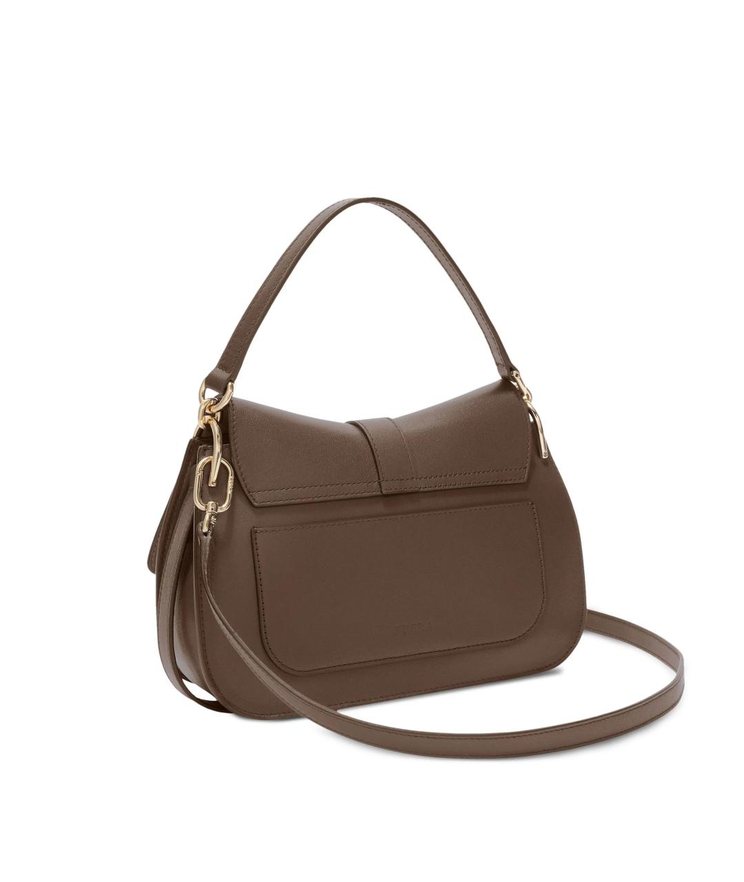 FURLA Коричневая кожаная сумка через плечо, фото 3