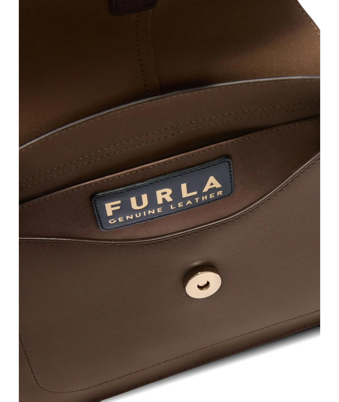 FURLA Коричневая кожаная сумка через плечо, фото 5