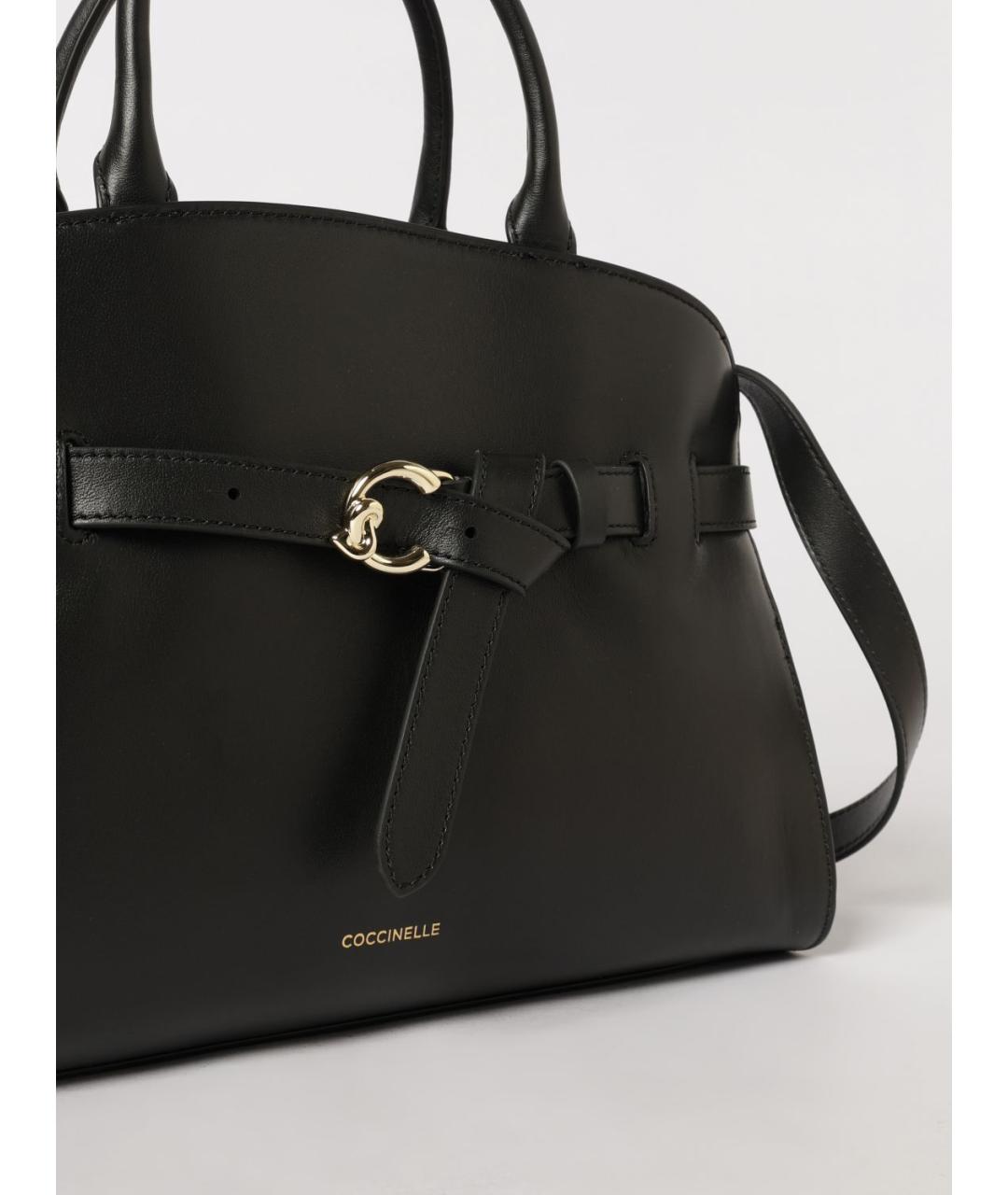 COCCINELLE Черная кожаная сумка с короткими ручками, фото 3