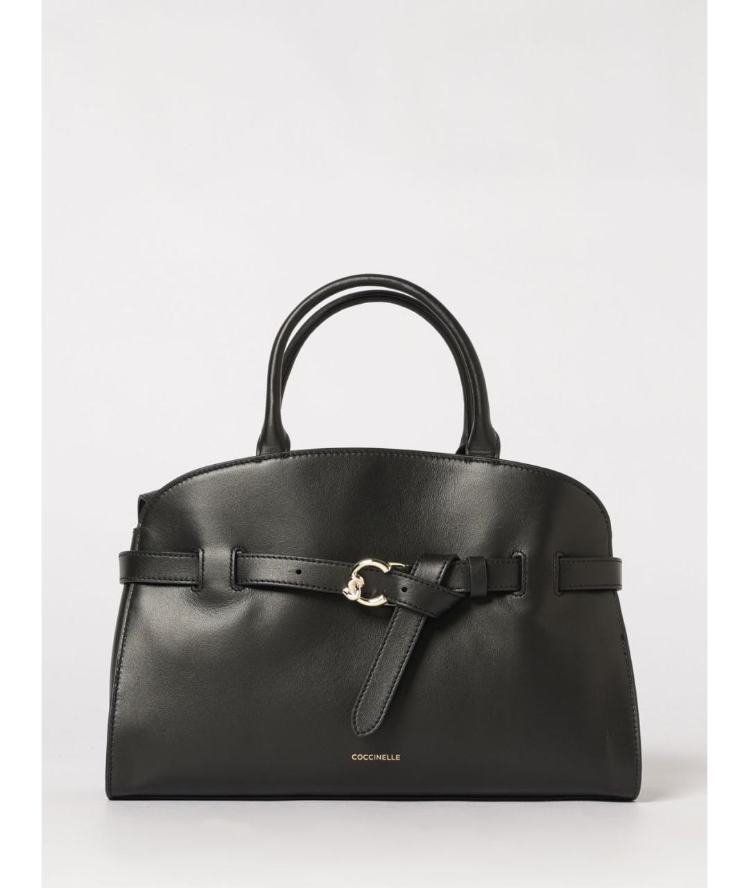 COCCINELLE Черная кожаная сумка с короткими ручками, фото 4