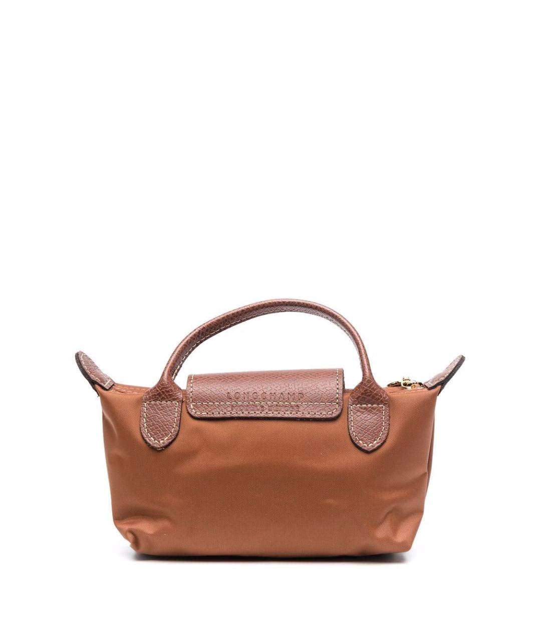 LONGCHAMP Коричневая синтетическая сумка с короткими ручками, фото 3