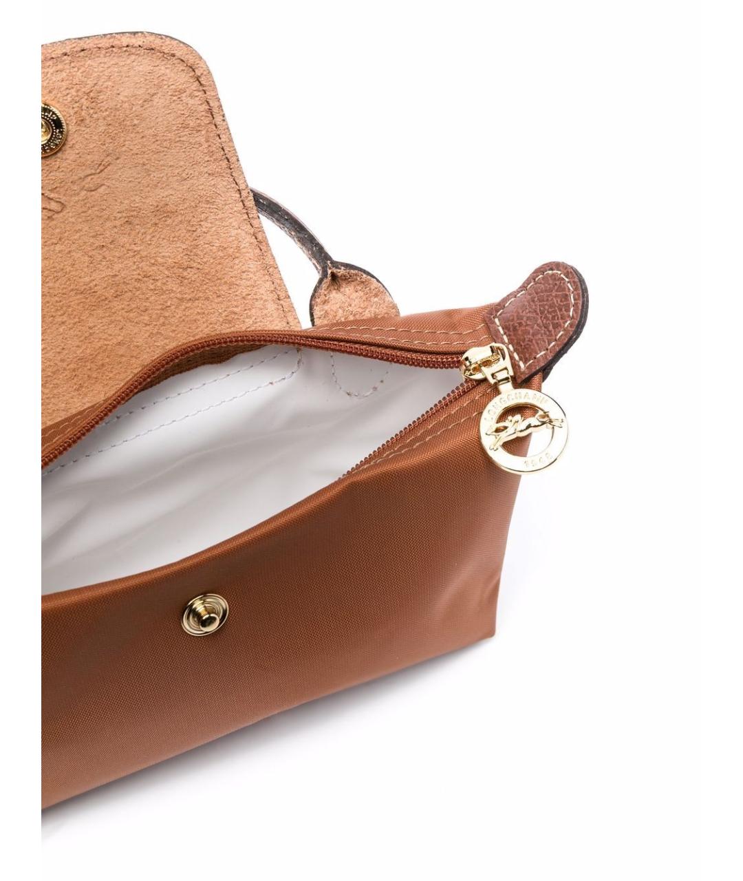 LONGCHAMP Коричневая синтетическая сумка с короткими ручками, фото 4