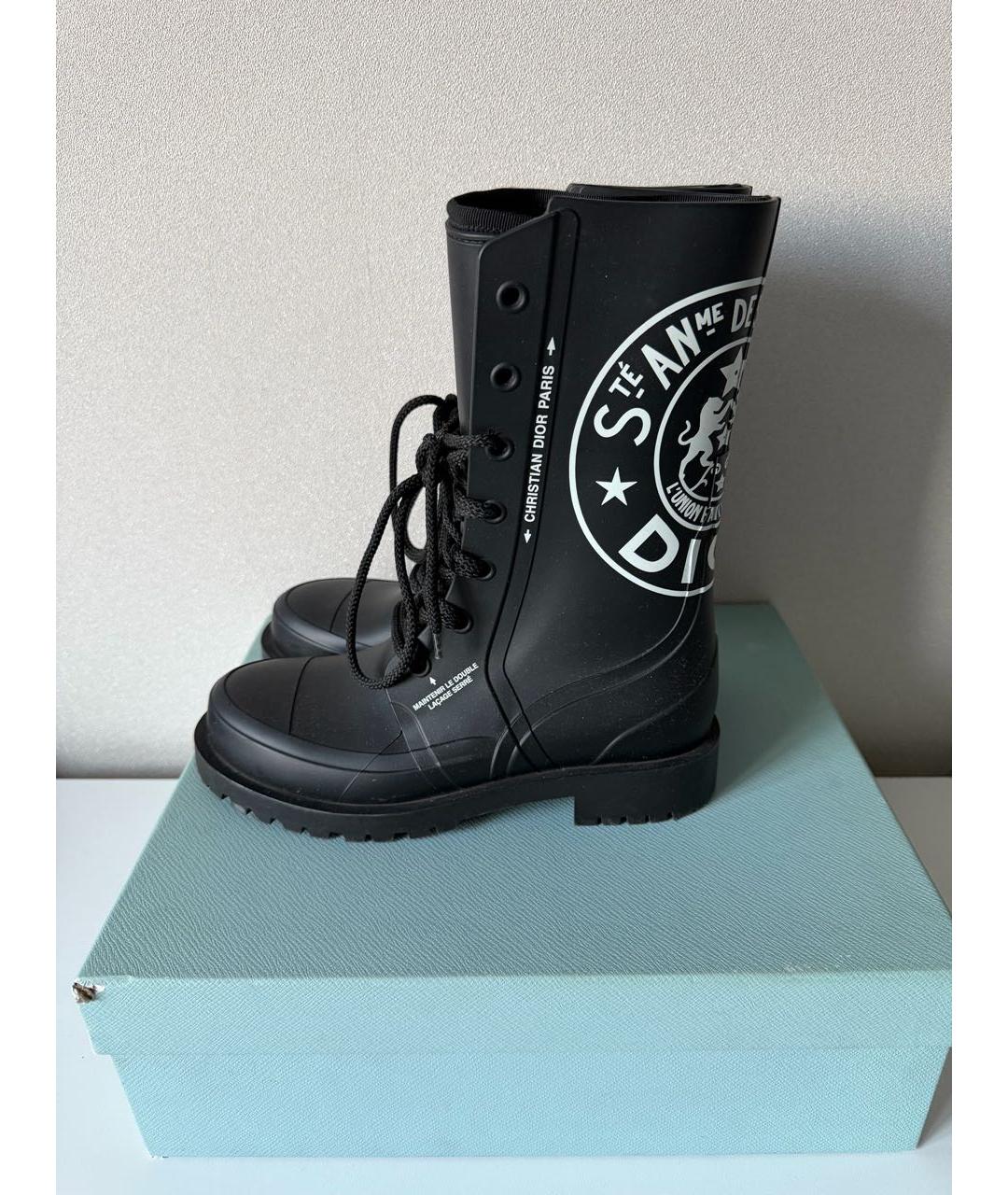 CHRISTIAN DIOR Черные резиновые сапоги, фото 2