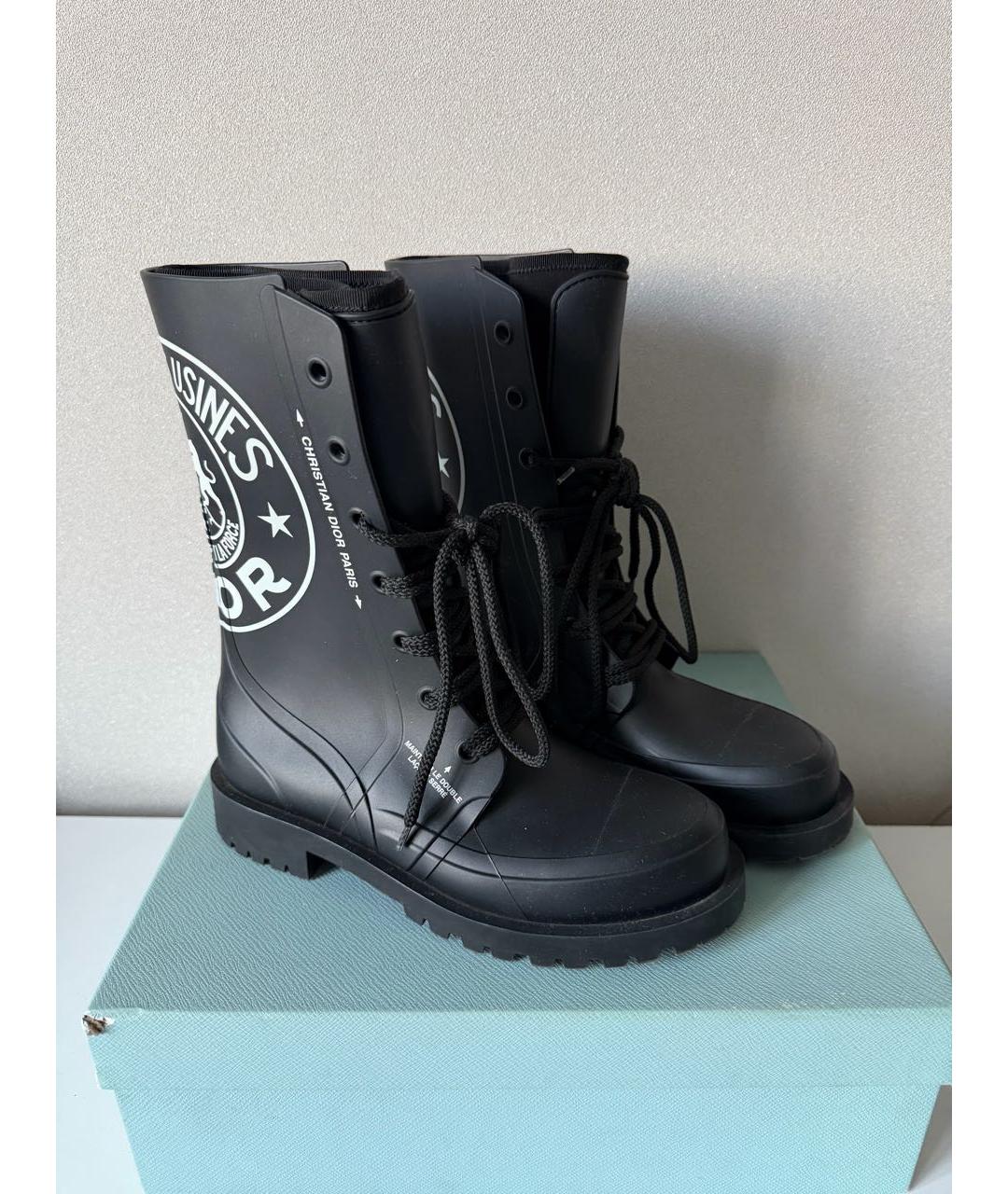 CHRISTIAN DIOR Черные резиновые сапоги, фото 5