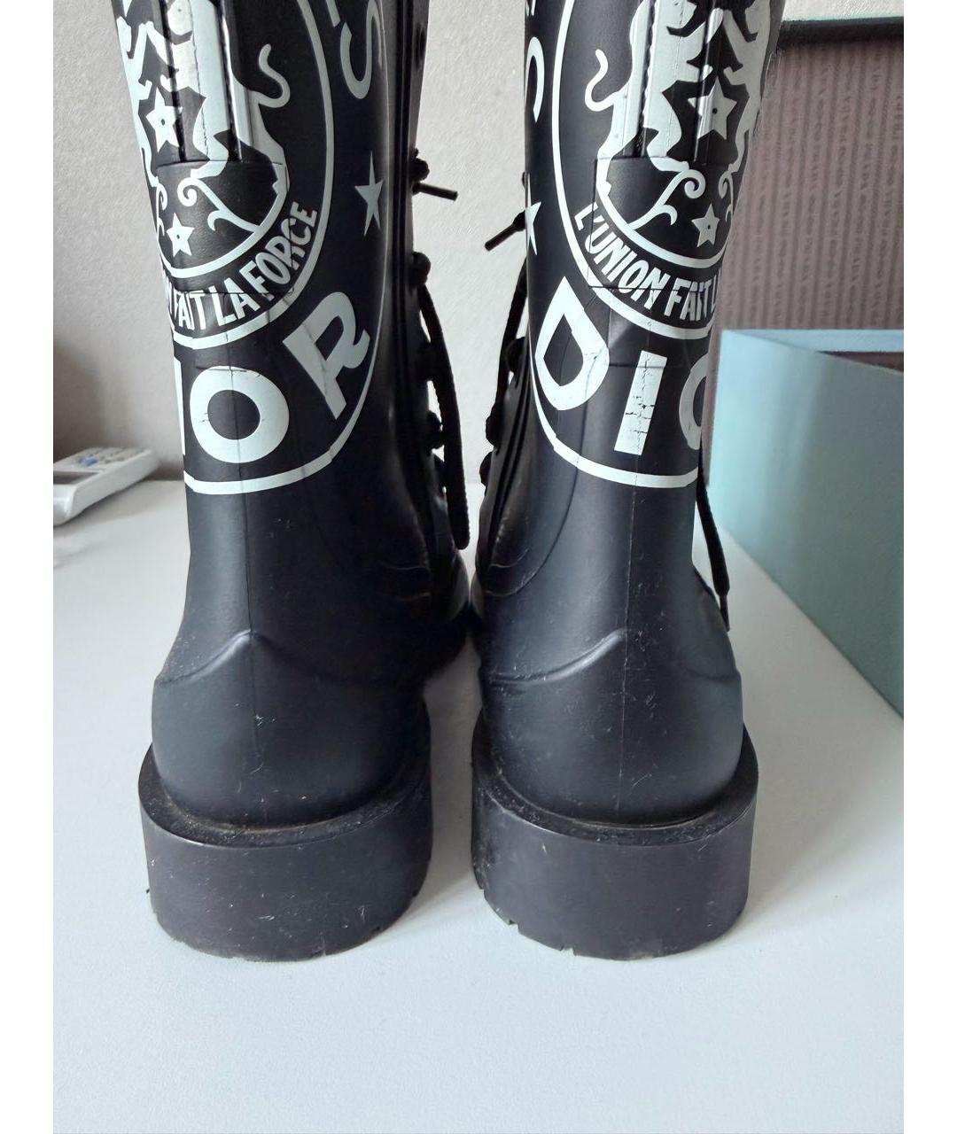 CHRISTIAN DIOR Черные резиновые сапоги, фото 4