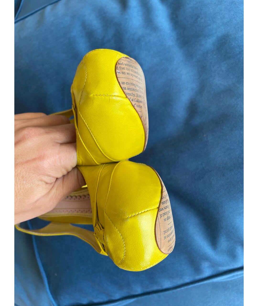 JOHN GALLIANO Желтые кожаные босоножки, фото 4
