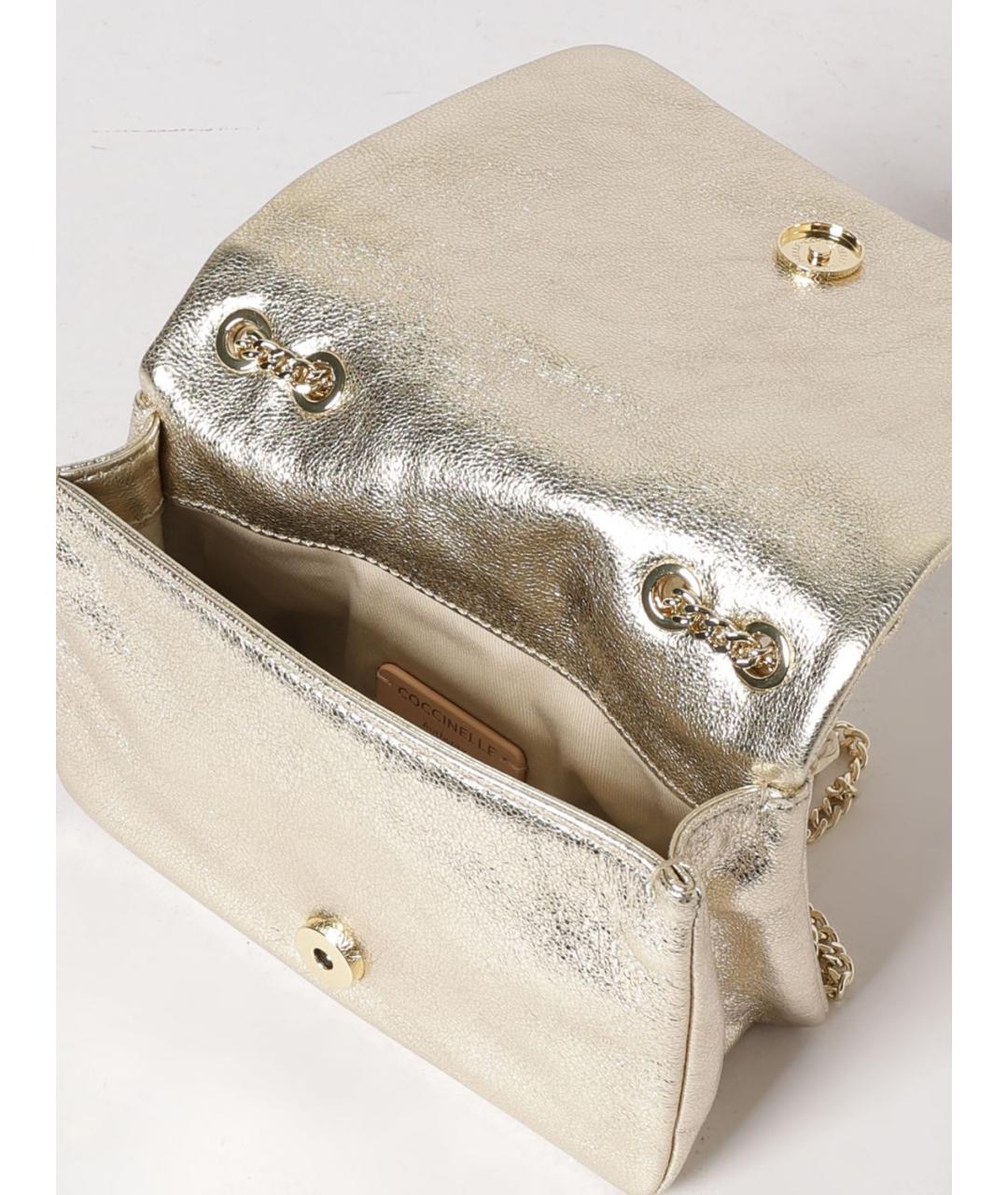 COCCINELLE Золотая кожаная сумка через плечо, фото 3