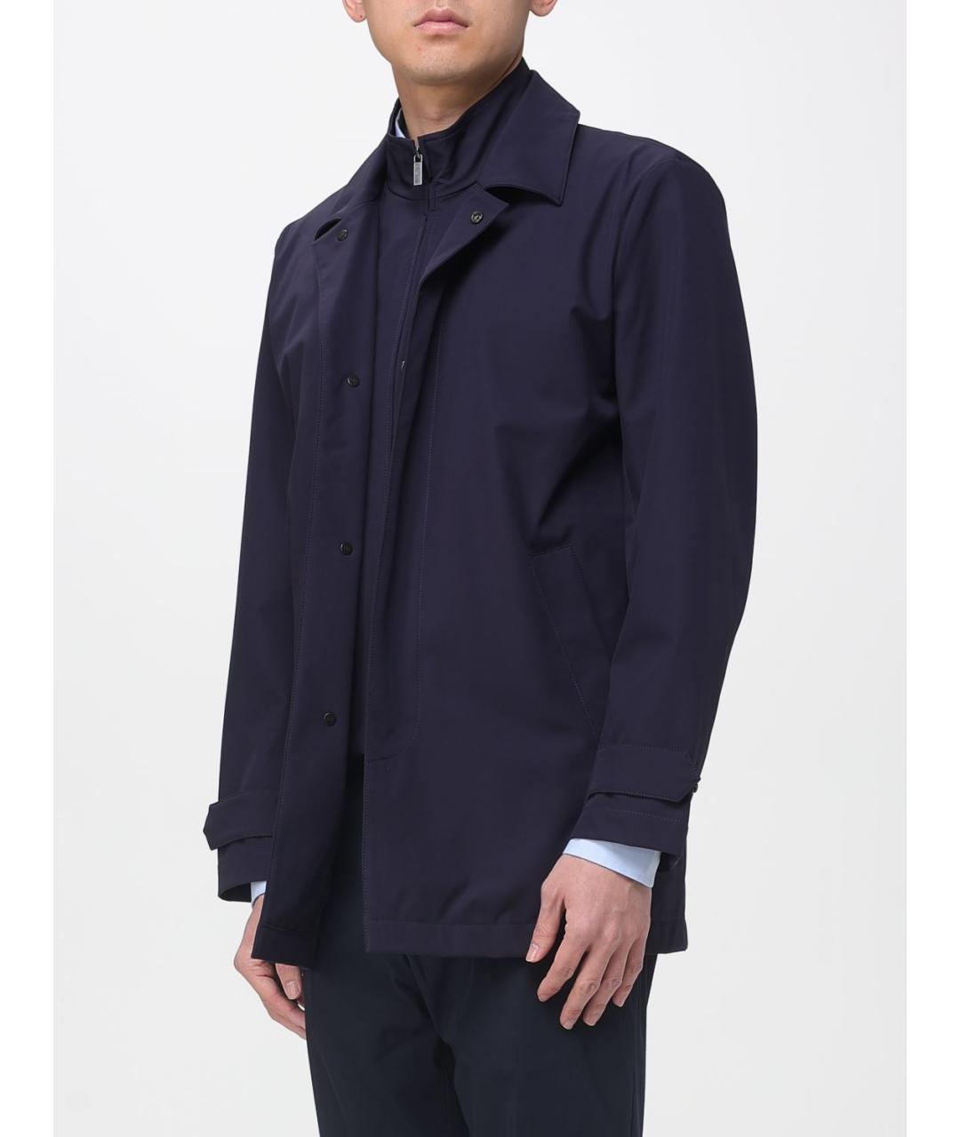 FAY Синий полиамидовый тренч / плащ, фото 3