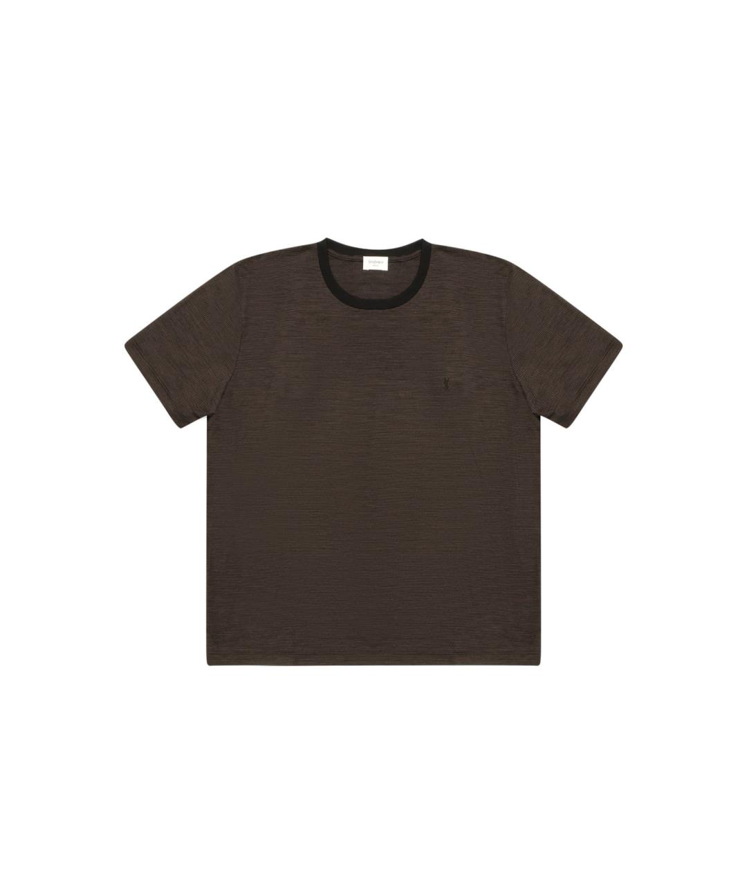 SAINT LAURENT Коричневая футболка, фото 1