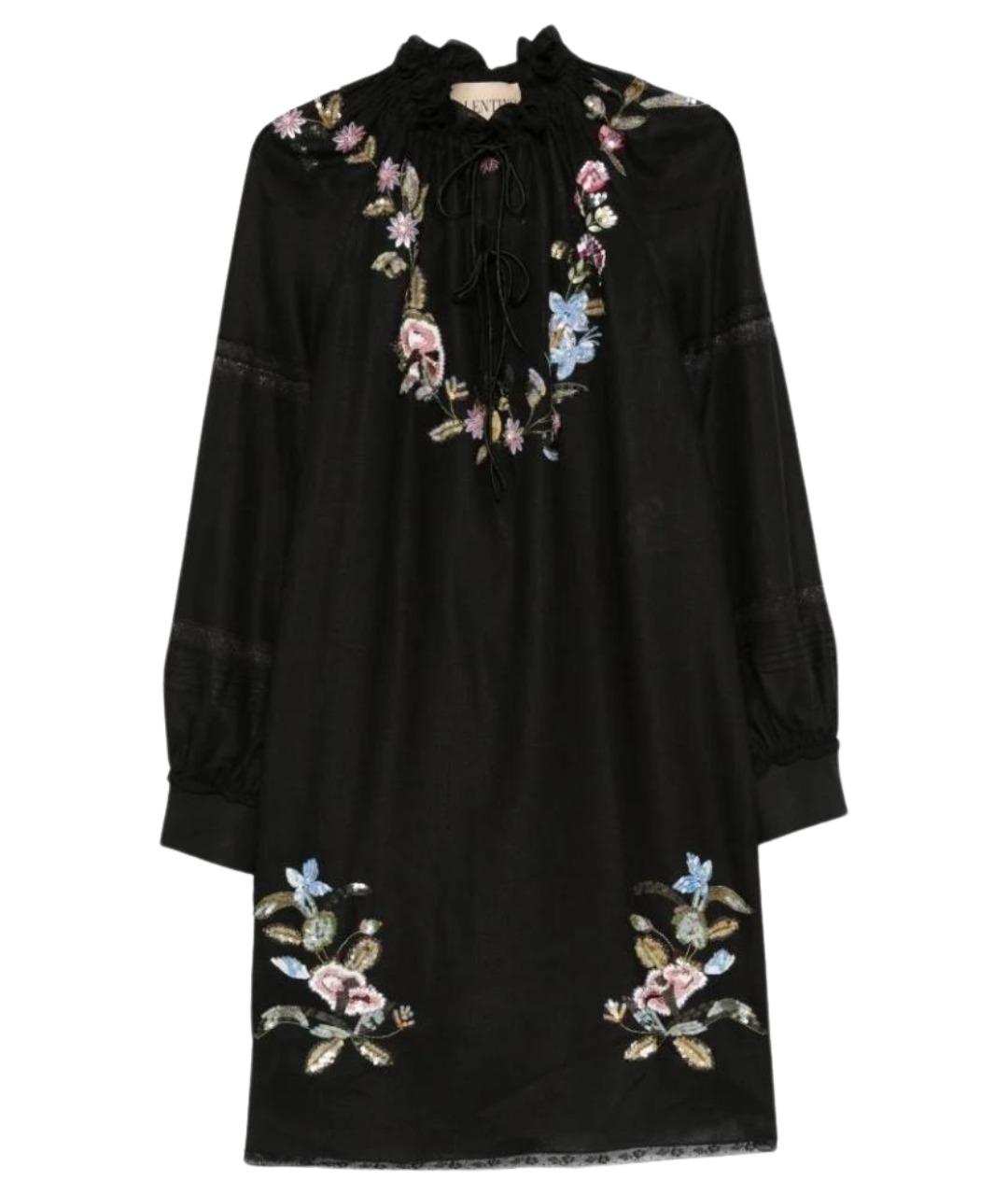 VALENTINO Черное льняное повседневное платье, фото 1