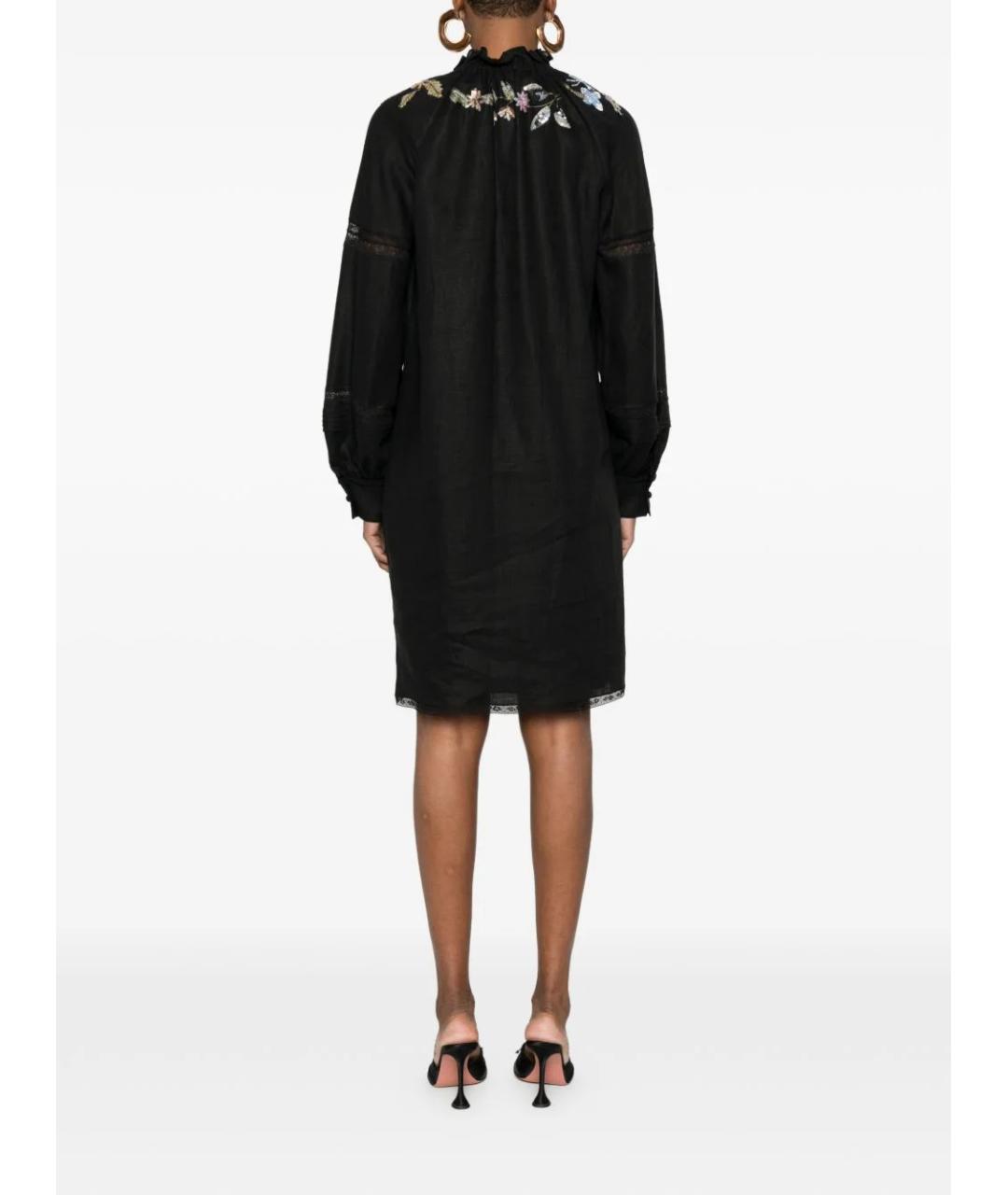 VALENTINO Черное льняное повседневное платье, фото 4
