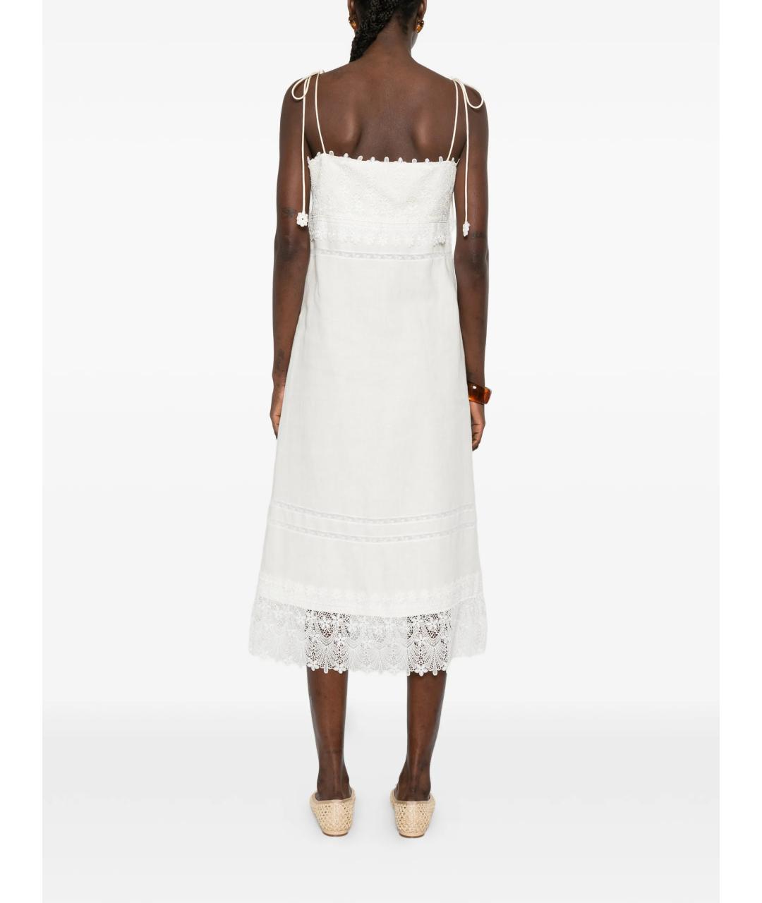 VALENTINO Белое льняное повседневное платье, фото 3