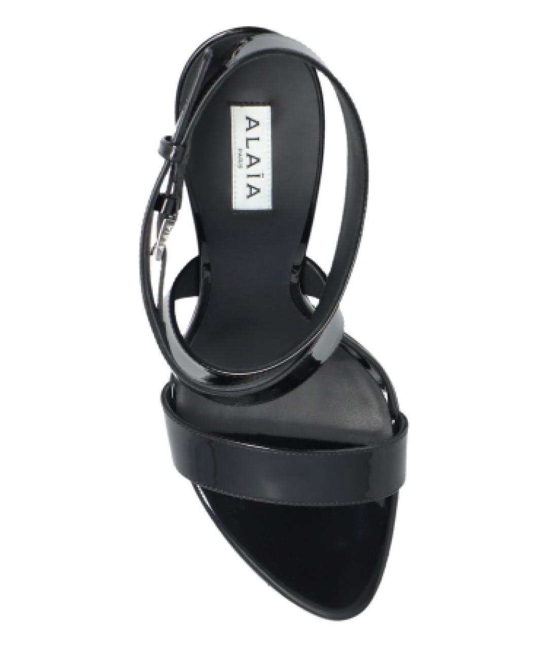 ALAIA Черные босоножки из лакированной кожи, фото 6
