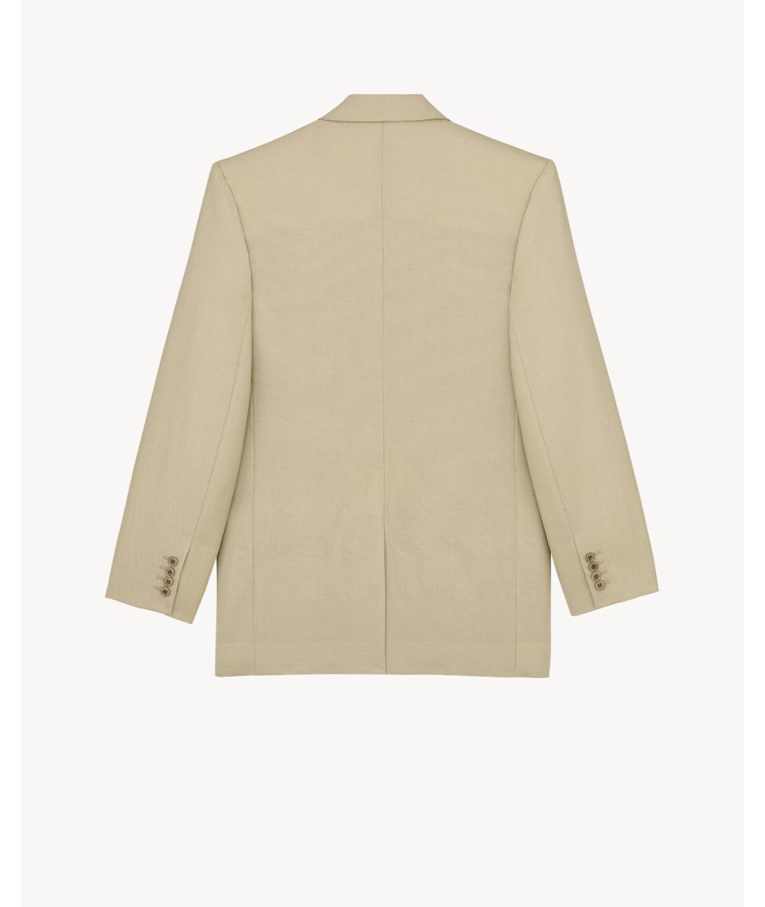SAINT LAURENT Бежевый шерстяной жакет/пиджак, фото 2