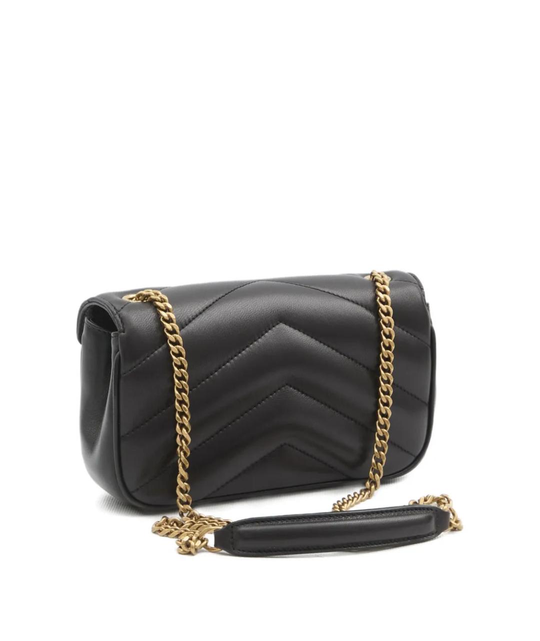 SAINT LAURENT Черная кожаная сумка через плечо, фото 2