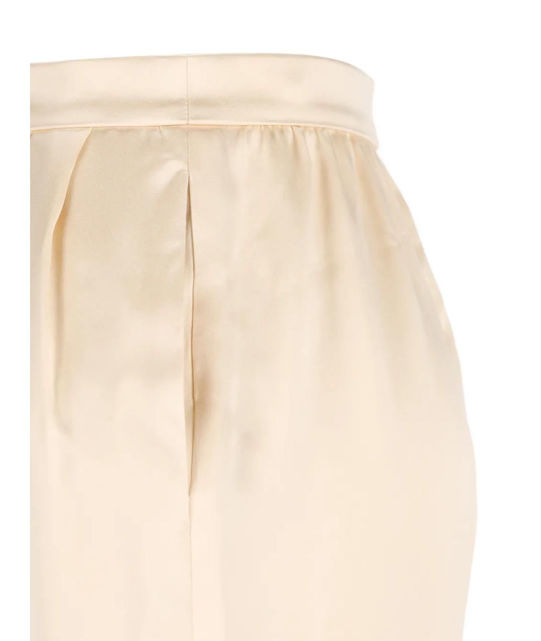 SAINT LAURENT Бежевые шелковые прямые брюки, фото 4