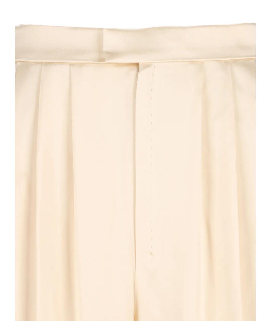 SAINT LAURENT Бежевые шелковые прямые брюки, фото 3