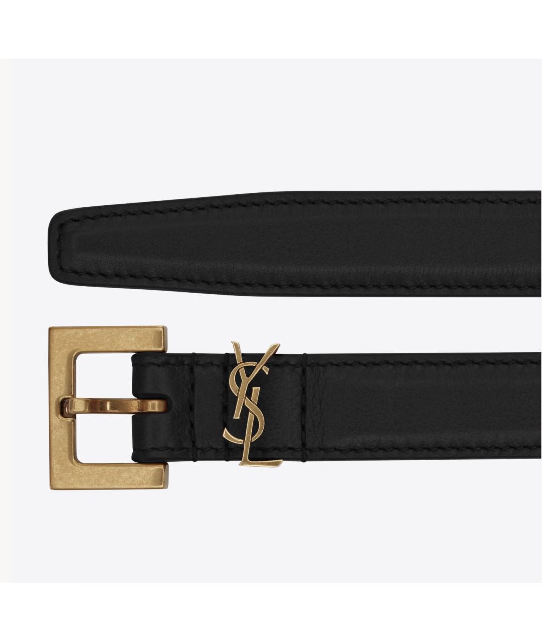 SAINT LAURENT Черный кожаный ремень, фото 2