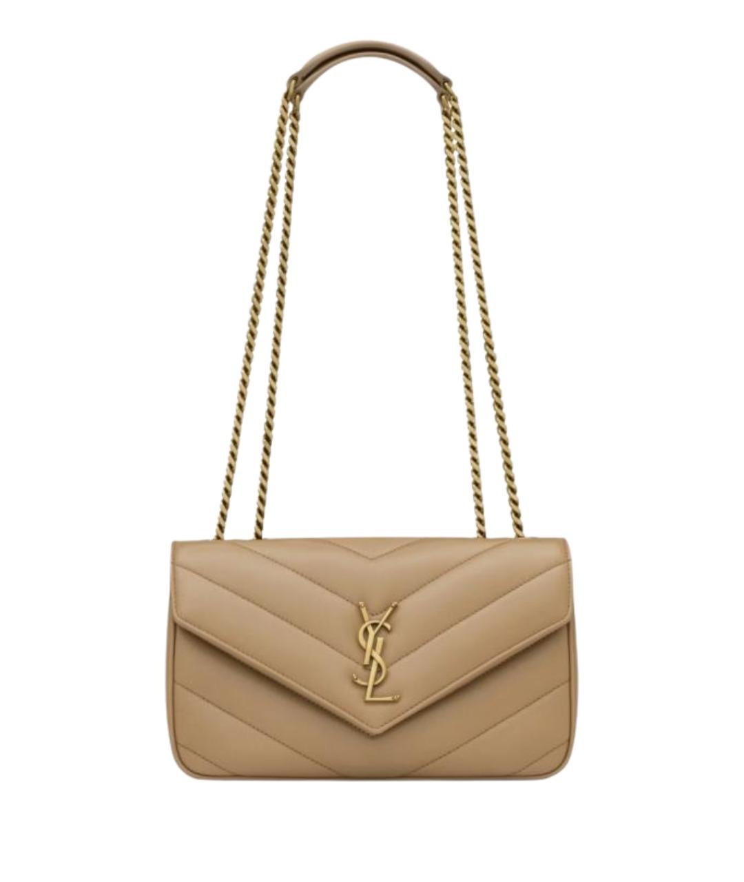 SAINT LAURENT Бежевая кожаная сумка через плечо, фото 1