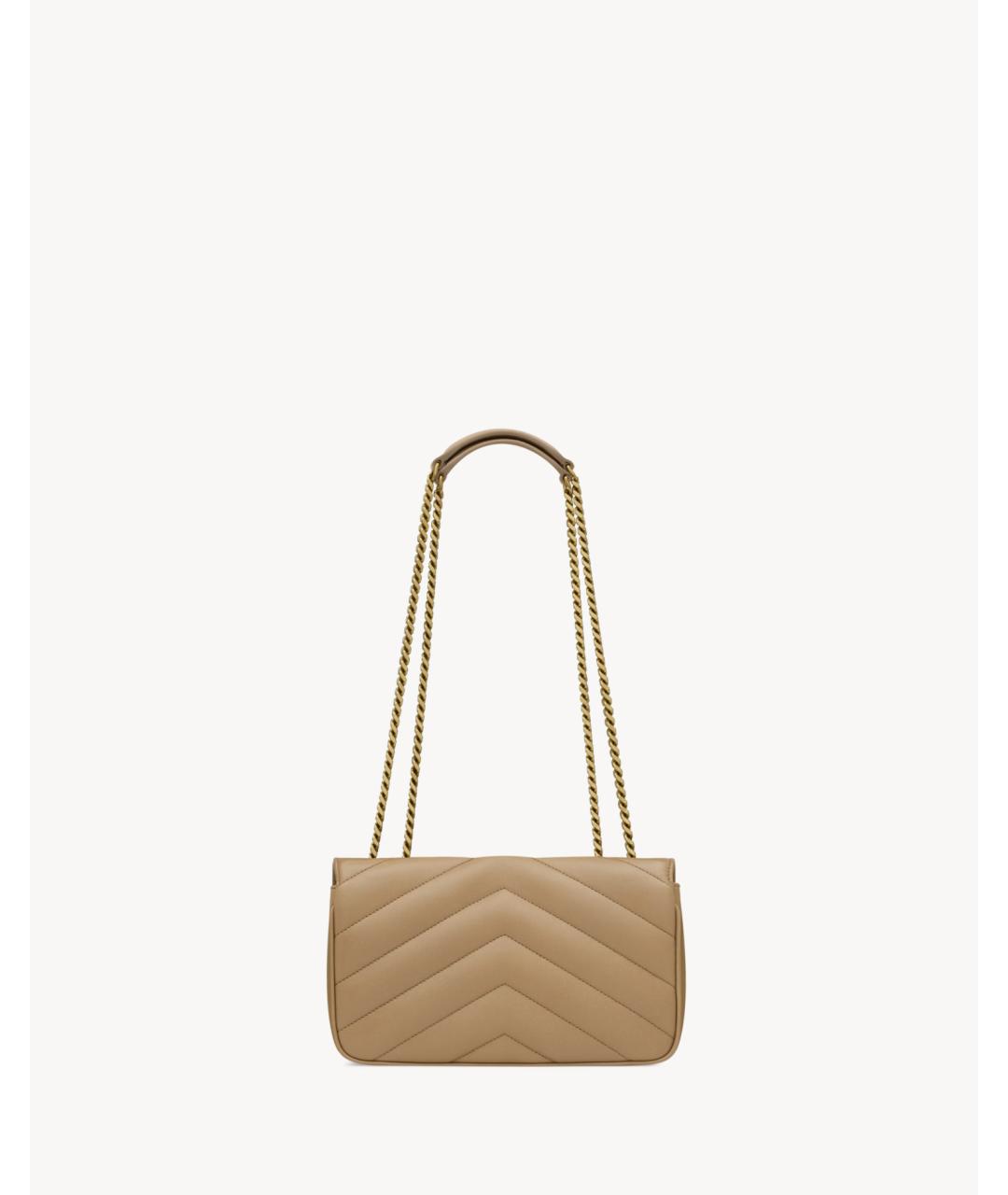 SAINT LAURENT Бежевая кожаная сумка через плечо, фото 2