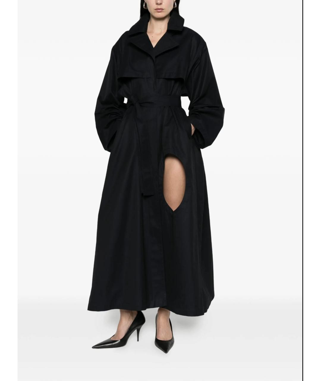 ALAIA Темно-синий хлопковый тренч/плащ, фото 4