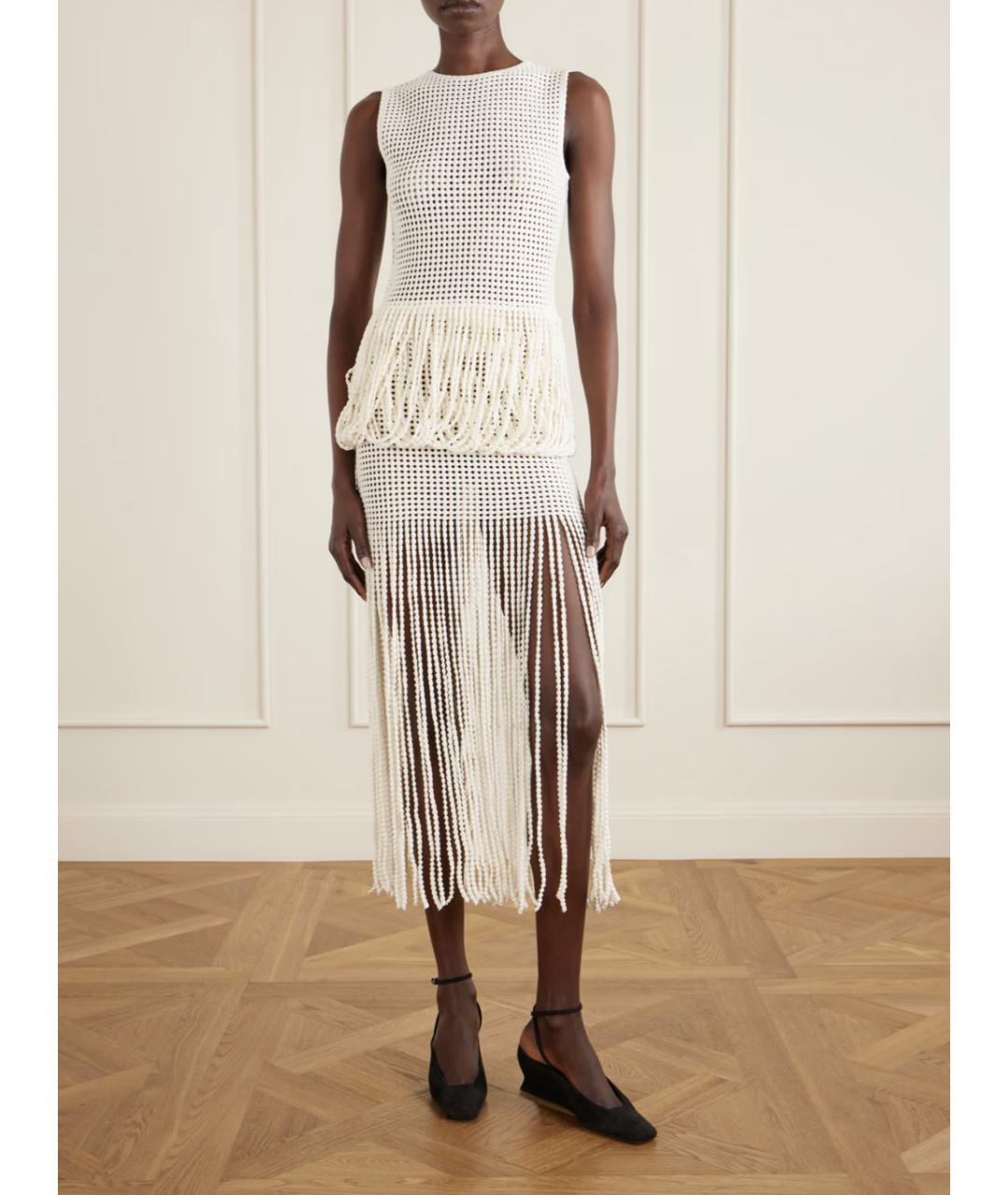 ALAIA Белая вискозная юбка миди, фото 2