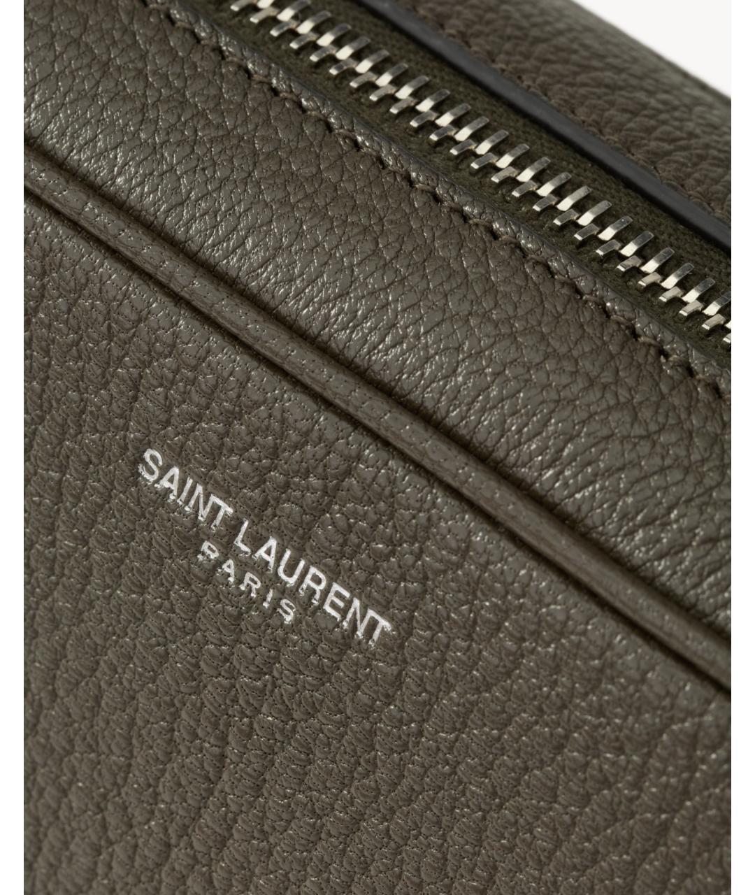 SAINT LAURENT Коричневая кожаная сумка на плечо, фото 6