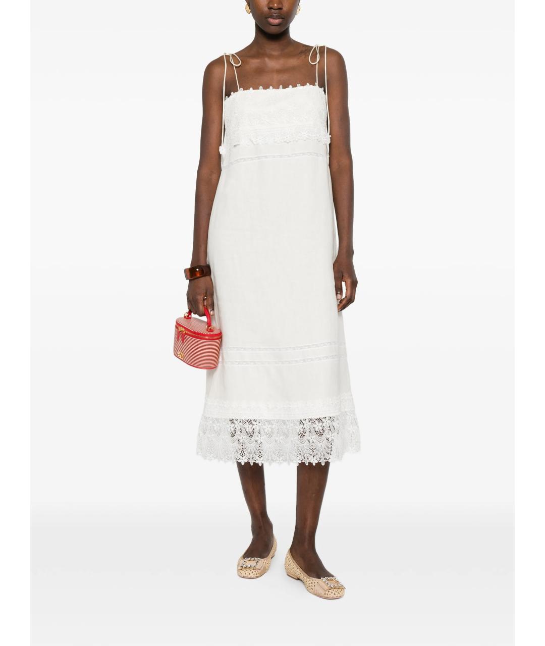 VALENTINO Белое льняное повседневное платье, фото 2