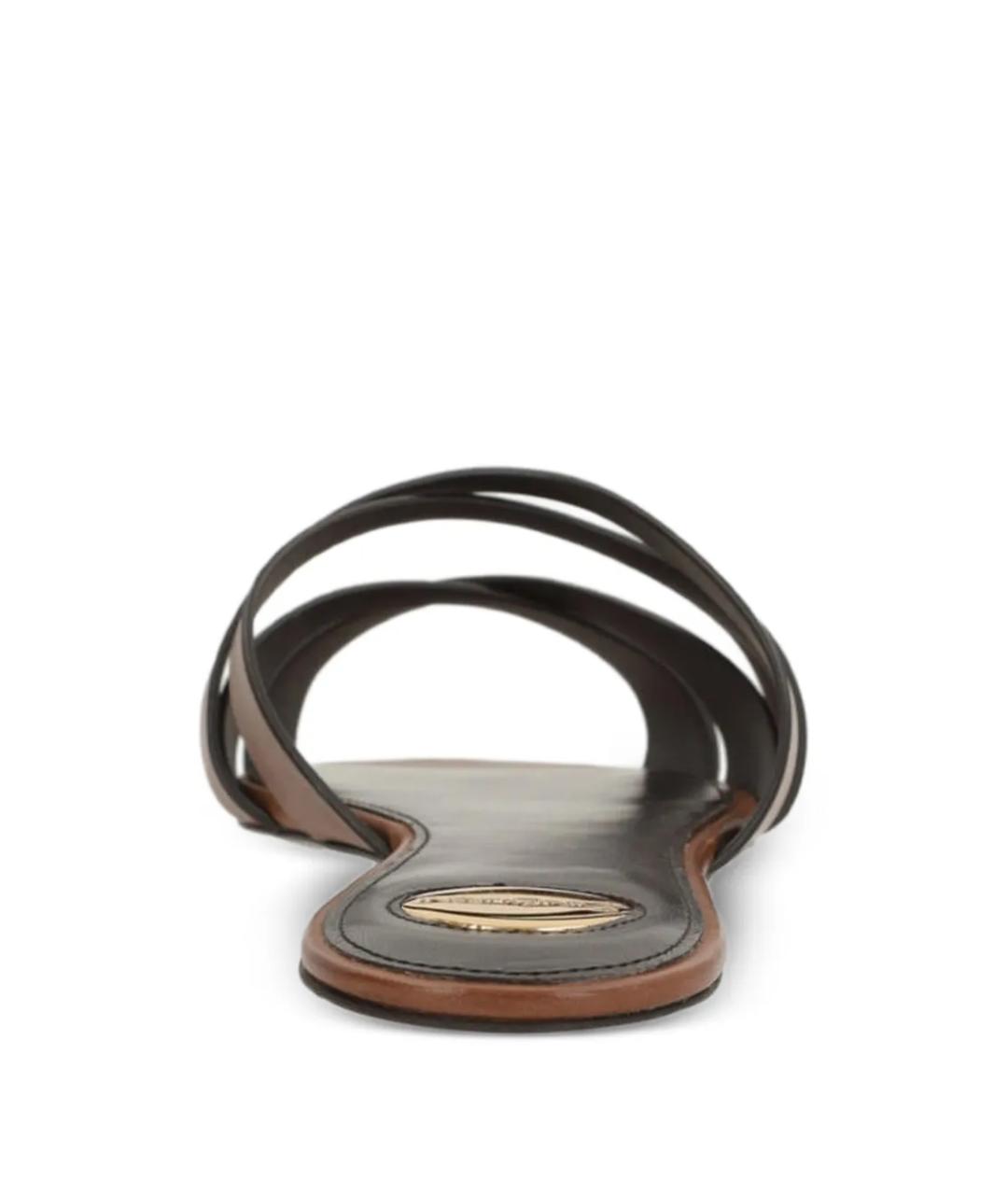 SAINT LAURENT Коричневые кожаные шлепанцы, фото 3