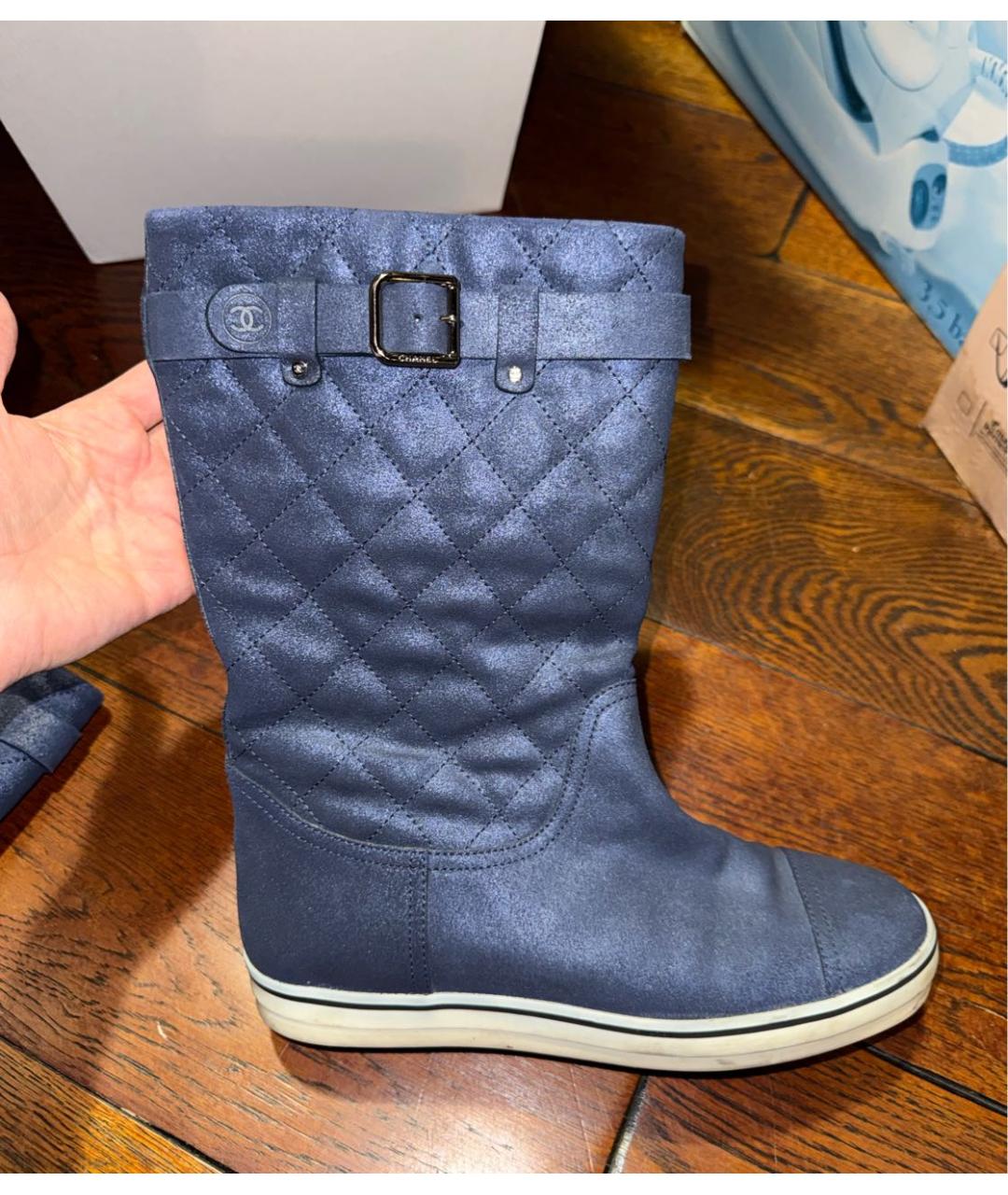 CHANEL Темно-синие сапоги, фото 9