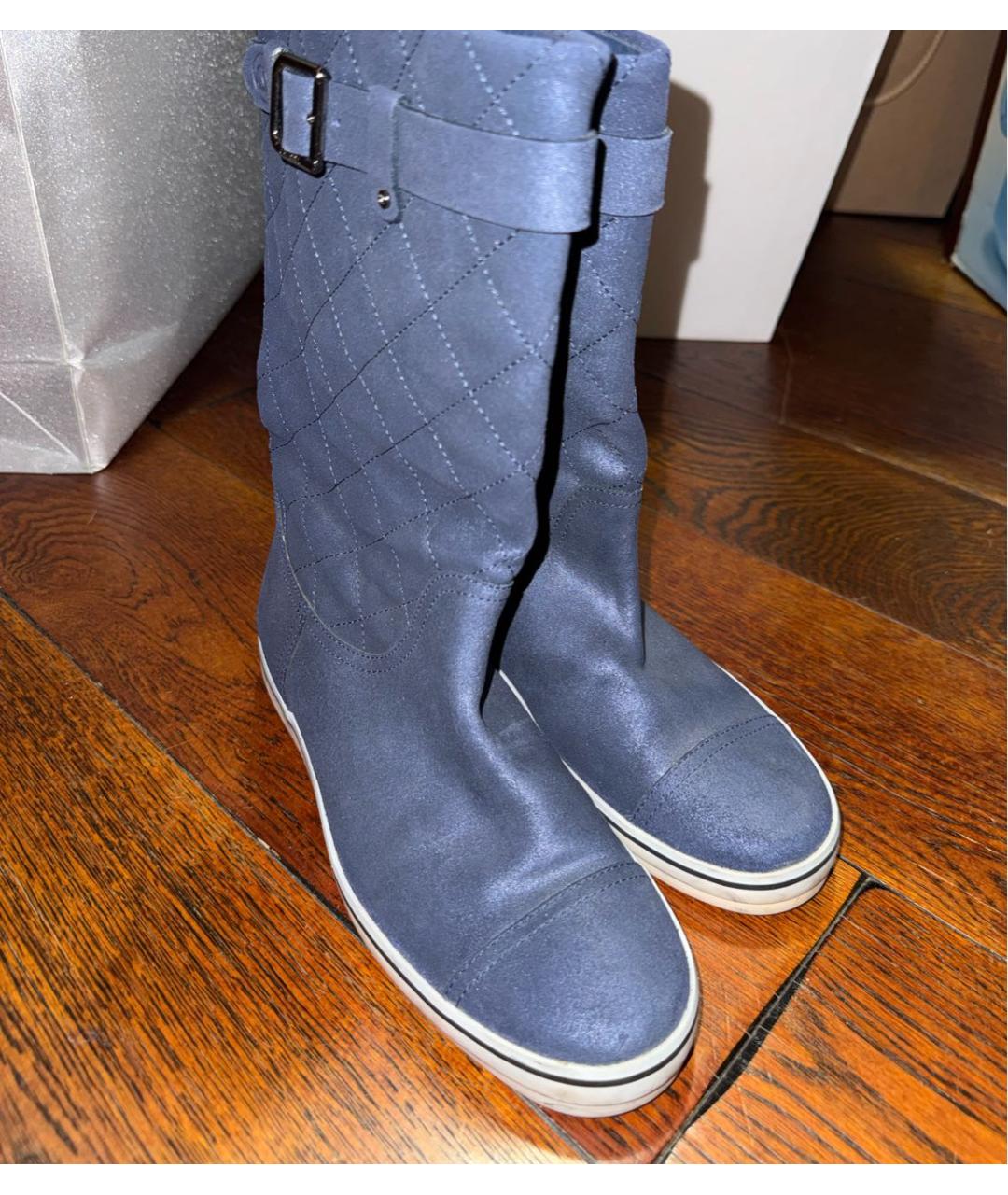 CHANEL Темно-синие сапоги, фото 5