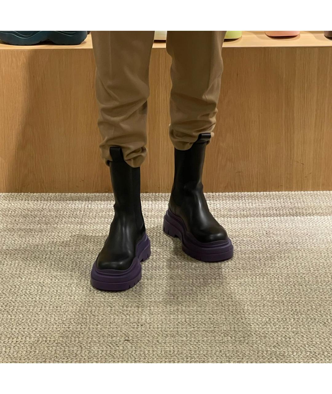 BOTTEGA VENETA Черные кожаные высокие ботинки, фото 8